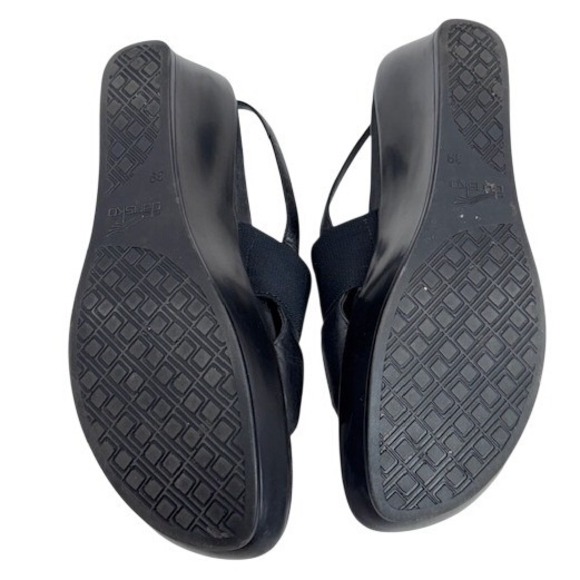 Dansko Black Leather Elastic Slingback Wedge Sandals Womens 39 resort travel - Picture 7 of 11